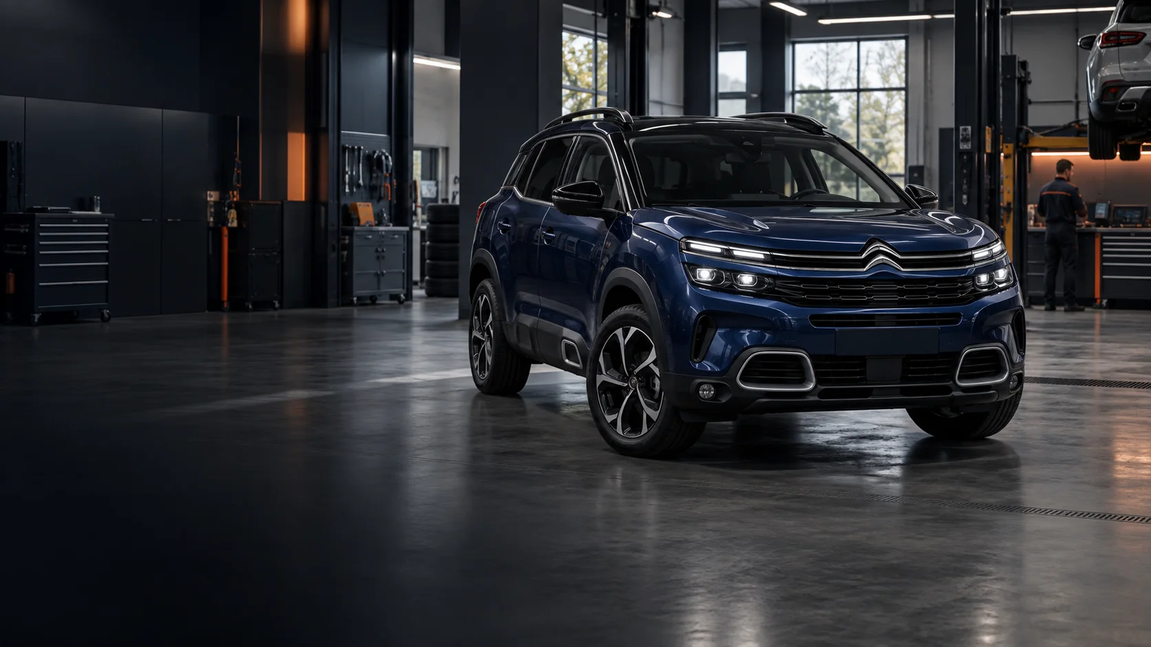 Fark Oto Servis | Fark 1 Otomotiv atölyesinde bakıma alınan mavi Citroën SUV