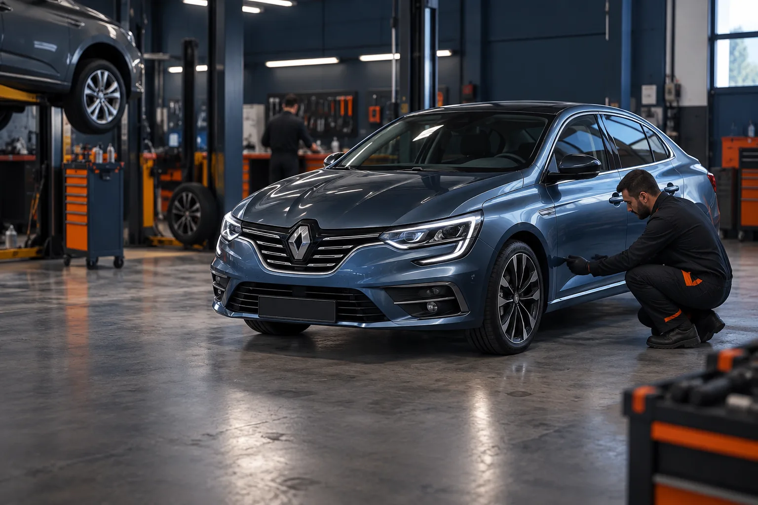 Fark Oto Servis | Fark 1 Otomotiv atölyesinde bakıma alınan gri Renault otomobil
